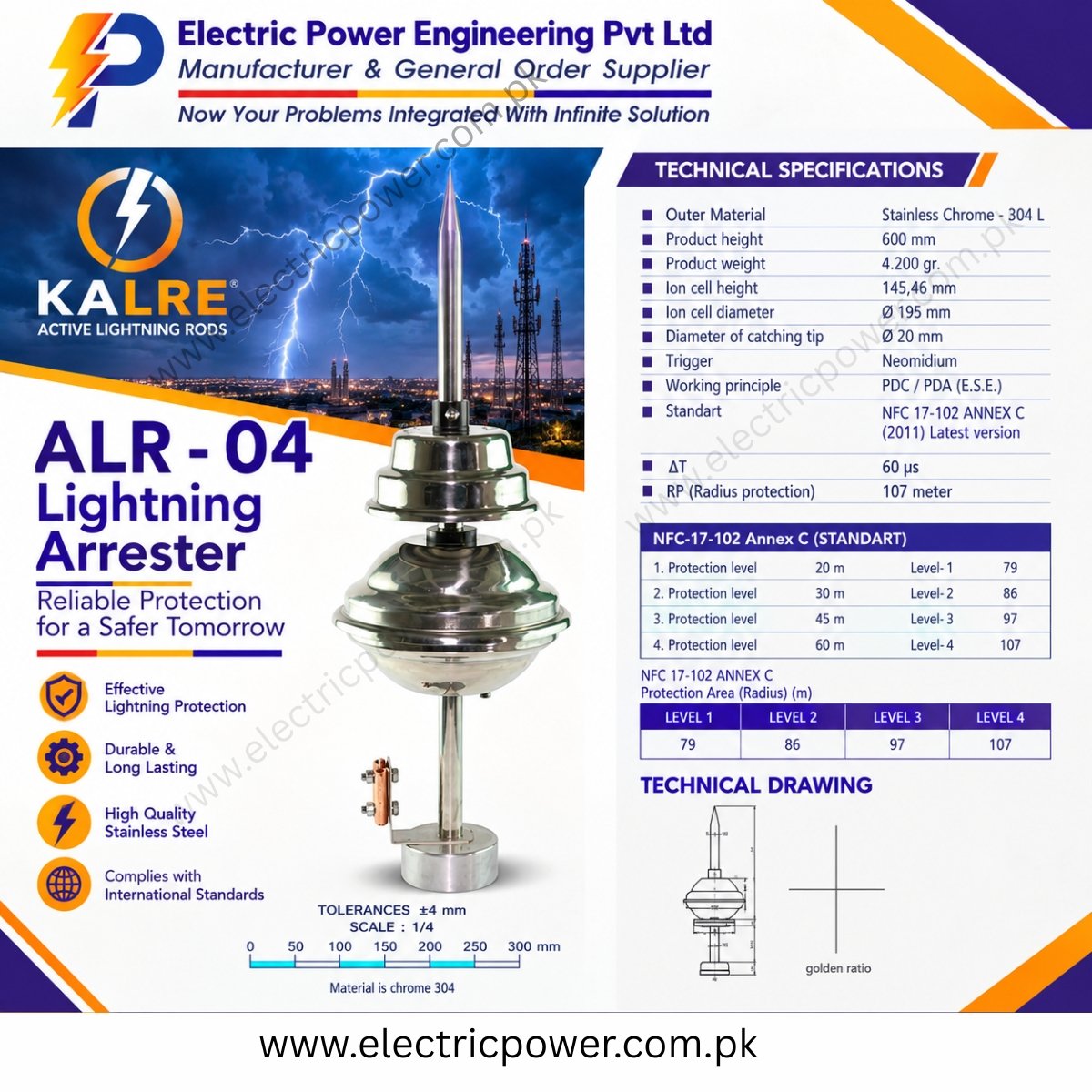 Kalre ALR-04 ESE Lightning Arrester