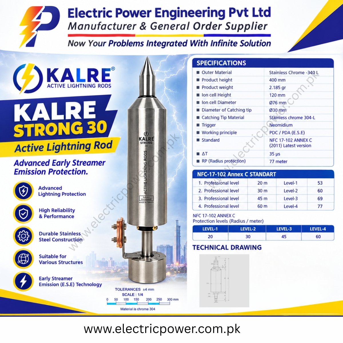 Kalre Strong 30 ESE Lightning Arrester